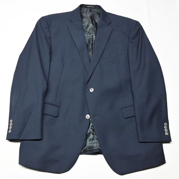 Austin Reed 46R Navy Blue Silver Button 100% Wool‎ Blazer Suit Jacket Sport Coat - Picture 1 of 12